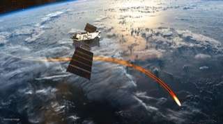 Illustration of missile tracking sensor satellites